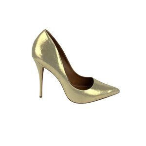 L’ INTERVALLE GOLD LEATHER HIGH HEEL STILETTO SHOES